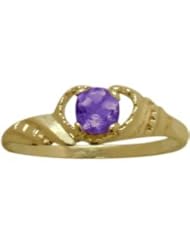 14 Karat Yellow Gold Genuine Amethyst Gemstone Baby Ring