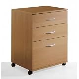 Three drawer Mobile Filing Cabinet - Filing where you need it (Natural Maple) (26.625H x 18.625W x 17.625D)