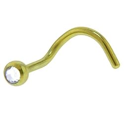 Grade 23 Titanium Yellow Crystalline Gem Nose Ring