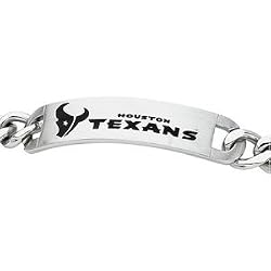 Stainless Steel Houston Texans Name Logo ID Bracelet