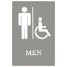 Quartet ADA Approved Men's Restroom Sign, Wheelchair Accessible Symbol with Tactile Graphics, Molded Plastic, 6 x 9 Inches, Gray (01416)