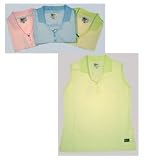 Confidence Ladies Classic Stripe Golf Shirt - Lime with white - S