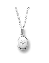 Sterling Silver Oval Locket with Diamond for Little Girls