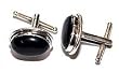 Cufflinks Pair Men Sterling Silver Onyx Gemstone Indian Style