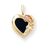 10k Black Hills Gold Onyx Heart Pendant