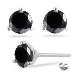 21IoGAeu7AL. SL160  5.00 Cts Round Black Diamond Stud Earrings in Platinum