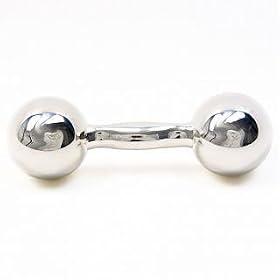 Silver Barbell Baby Rattle by Harmony Ball Co