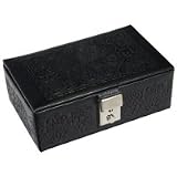 Egyptian Embossed Black Leather Jewelry Box