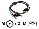 Impact Acoustics SonicWave Component Video RCA Break-Out Cable - Video cable - component video - RCA (M) - HD-15 (M) - 6 ft - triple shielded - gray
