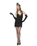 3 pc flapper dress, headpiece & necklace black small