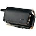EXECUTIVE NOBLE BLACK LEATHER SIDE CASE POUCH (With Interchangable Belt Clips) for MOTOROLA V551, V557, V555, V265, V276, V323, V325, V540 / LG VX8300, VX8350, VX5400 / NOKIA 6126, 6133, 6263 / SAMSUNG U540, A930, A870 - RETAIL PACKAGING