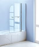 LineaAqua Zambi 40 x 55 Bath Tub Enclosure Bath Tub Glass Screen w Swing Door, Towel Rack