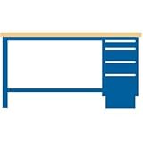 60x30x35.25 Cabinet & Leg Workstation W/4 Drawers, Static Dis. Top