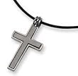 Titanium Leather Cord Cross Necklace - 18 inches