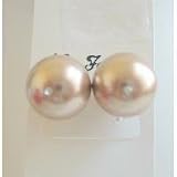 Uer009 Swarovski Champagne Pearls 10mm Stud Earrings Genuine Swarovski Pearls 10mm Surgical Post Stud w/ Cz in Middle Pearls with Gift Box