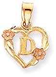 Heart With Block Letter Charm, Yellow/Pink Gold