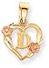 Jewelry : Heart With Block Letter Charm, Yellow/Pink Gold