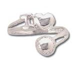 Solid Sterling Silver I Love Softball (or baseball) Adjustable Ring