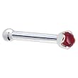 Solid 18KT White Gold (July) 1.5mm Genuine Ruby Nose Bone - 20 Gauge