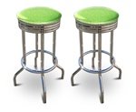 2 Glitter Green Vinyl Specialty / Custom Barstools Set