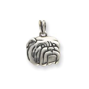 Sterling Silver Antiqued Bulldog Charm