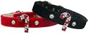 Velvet Rhinestone Candy Cane Holiday Pet Dog Collar Size 16