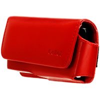 Cellet BlackBerry Pearl 8100, Motorola SLVR L7, L6, & L2 Red Horizontal Noble Case with Cellet Removable Spring Clip & Swivel Clip (Sleep Mode)