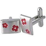 Satin Red Flower Cufflinks - 30% OFF!