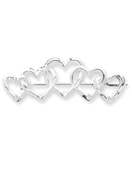 Sterling Silver Satin Finish Diamond Cut Five Heart Pin