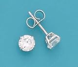 14K White Gold CZ (Cubic Zirconia) Stud Earrings 1.0 Ctw (5mm)