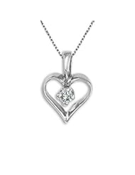 Single-Stone I1 Diamond Love Heart Charm Pendant Necklace 14K Yellow /White Gold