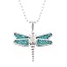 Southwestern Dragonfly Pendant in Sterling Silver with Turquoise Chip Inlay on an 18" Ball Chain, #7898