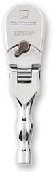 3/8" Drive, Full Polish Stubby Flex Teardrop Ratchet-by-KD TOOLS
