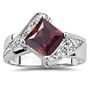 0.07 Cts Diamond & 2.10 Cts Garnet Ring in 10K White Gold-7.5