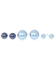 Blue Tonal Simulated Pearl Trio Stud Earrings Set