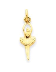 14k Gold Polished Open-Backed Ballerina Charm