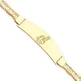 14K Cleveland Indians Lg Pol Id Bracelet W/Anchor Link