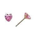 14K Yellow Gold .47 Carat CZ Heart October Birthstone Earrings