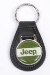 Jeep Black Leather Silver Keychain