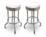 2 Glitter White Vinyl Specialty / Custom Barstools Set