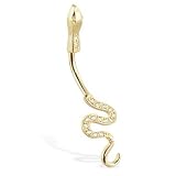 14K solid gold jeweled snake belly ring