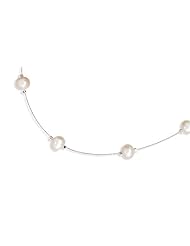 16" Wire with White Cultured Freshwater Pearl Necklace,Sterling Silver
