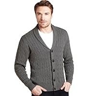 XXXL Blue Harbour Pure Cotton Shawl Collar Cable Knit Cardigan
