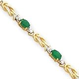 14k Emerald and Diamond Bracelet - 7 Inch - 5mm - Lobster Claw