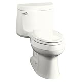 KOHLER Cimarron Comfort Height Elongated Toilet with Cachet Quiet-Close Quick-Release Toilet Seat and Left-Hand Trip Lever, White #3489-0