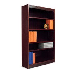 Alera Wood Veneer 6-Shelf Radius Corner Bookcase, Finished Back, 36 x 12 x 72, Mahogany... by Alera