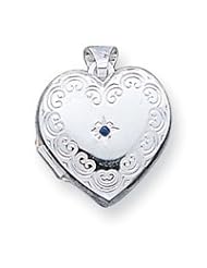 Sterling Silver Blue Synthetic Stone Heart Locket