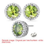 0.01 Ct Diamond & 0.53 Cts Peridot Earrings in 14K White Gold