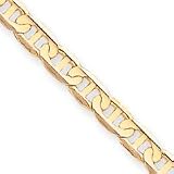 14k 7mm Concave Anchor Chain Anklet - 9 Inch