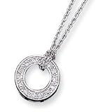 Sterling Silver CZ (Cubic Zirconia) Circle Necklace with 16 inch Sterling Silver chain